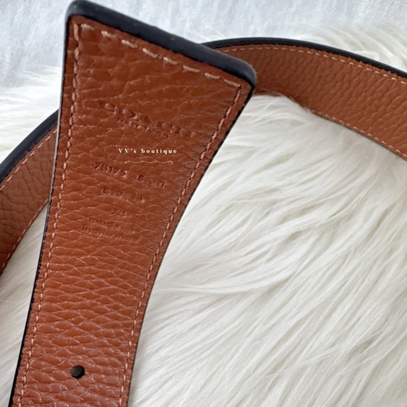 NWT Coach C Hardware Reversible Belt 32 Mm Black Saddle 78175 Extra Small XS - Picture 5 of 5